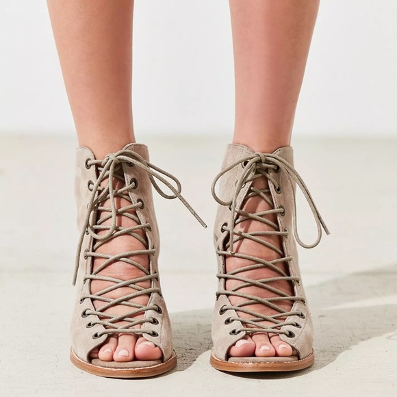 Jeffrey Campbell - CORS - Suede Taupe Lace Up Heels Size 7 - Picture 3 of 15